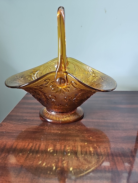 Indiana Glass Other - Vintage Indiana Tiara Sandwich Amber Glass Basket with Handle